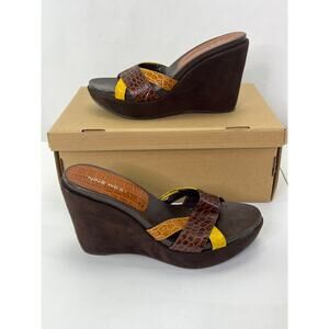 Nine West Leather Boho Wedge Sandals Size 6